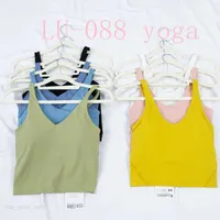 BRA esportiva feminina Lu-088 Fitness Running Yoga colete de ioga mangas com mangas de U Pad para jogging ao ar livre de ioga respirável rápida