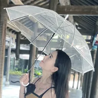 透明な傘の長いハンドル広告ギフトストレートハンドルメーカー直接販売