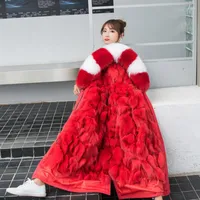 Women's Fur RosEvans Anti-season S-5xl Real Jacket Winter Women 2022 Detachable Rex Parka Hooded Plus Size Coat
