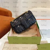 2017 REGITION MARMONT BAG GOLD-TOTINGS BACK BLACK MATELASSE LEATHER مع ترصيع مصممين حزامين متسلسلون حقائب اليد PROSP278L