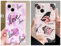 Smile Butterfly Love Heart Soft TPU COSES POUR IPHIPH 14 plus 13 Pro Max 12 11 Fashion Luxury Belle Rabbit Life Life Aprovisionnement Mobile Smart Phone Back Skin Cover