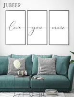 Love You More Canvas Painting Lovely Words Wedding Gift Set Of 3 Prints Bedroom Wall Art Love Quote Sign Nordic Decoration Home6246761