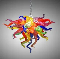 Lámparas Murano Glass Crystal Chandeliers Colorida Pequeña iluminación de lámpara de lámpara Viviente Ledglass Art Pendse Light8303934