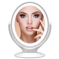 LED -resor Make Up Mirror med ljus för smink runt kosmetisk förstoring handhållen bärbar fåfänga spegel vit aesfee dubbla sidor 1x 268u