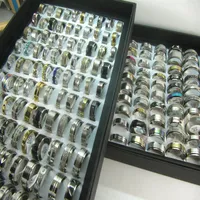 Whole 50 Pcs Mix Lot Stainless Steel Rings Fashion Jewelry Party Weeding Ring Random Style267l