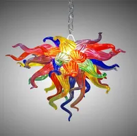 Lámparas Murano Glass Crystal Chandeliers Colorida Pequeña iluminación de lámpara de lámpara Viviente Ledglass Pendse Light6156785