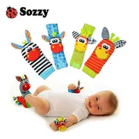 Sozzy Baby toy socks Baby Toys Gift Plush Garden Bug Wrist Rattle 3 Styles Educational Toys cute bright color204Y