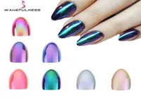 WAKEFULNESS 12Pcs Holographic Stiletto False Nails Tips Mirror Chrome Pigment Effect UV Gel Fake Nail Art Tools7245227