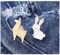 Einfacher neuer kreativer Cartoon Origami Geometrie Tierlegierung Brosche süß