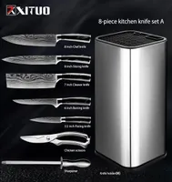 Xituo Kitchen Knives Set Japanese en acier inoxydable Laser Damas Pattern Chef Santoku Cleaver Utility Gyuto ANNEING KITEF Tools3570039