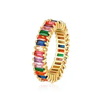 Women Men 6-9 Gold Plated Rainbow Love Rings Wedding Ring Micro Paved 7 Colors Flower Jewelry Lover Gift302K