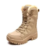 Men Winter Outdoor Non-slip Waterproof Military Desert Combat Boots Super Warm Fur Tactical Snow Ankle Boots Male Army Boots230G