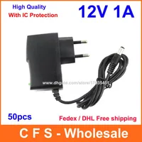 DHL 50PCS AC DC 12V 1A voeding Adapter 1000MA Adapter 5 5mm x 2 1 mm WiHt IC Hoge kwaliteit280Z