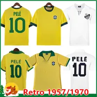 レトロブラジルサッカージャージ＃10ペレ1957 1978 1985 1988 1992 1994 1998 2000 2004 2006 2010 2010 Santos Brasil Ronaldinhoフットボールシャツ
