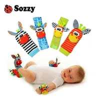 Sozzy Baby toy socks Baby Toys Gift Plush Garden Bug Wrist Rattle 3 Styles Educational Toys cute bright color268B