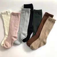 2021 Neue Baby Socken Knie hohe lange Säugling Baumwolle Leinen Socken hohl Mädchen Jungen Frühling Bein wärmere Kinder Prinzessin Sockens211W