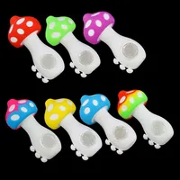 Silicone Rig mushroom pipe With Glass Bowl 4 3 inch Hand Spoon Tobacco Smoking dab tool Accessories241i
