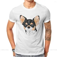 Men&#039;s T Shirts Chihuahua Pet Dog Lovers Pure Cotton TShirt Black Stained Glass Elegant Shirt Oversized Men Tee Ofertas Trendy