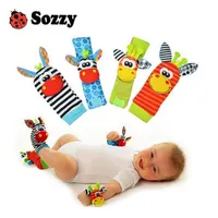 Sozzy Baby toy socks Baby Toys Gift Plush Garden Bug Wrist Rattle 3 Styles Educational Toys cute bright color291k