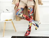 Reveg chat femmes automne au printemps cuisses hautes bottes cheville clairs talons transparents s'étendent colorés sur le genou botas bottine femme 212709954