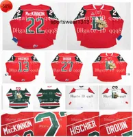 QMJHL Halifax Mooseheads Jerseys 22 NATHAN MacKINNON 13 NICO HISCHIER 27 JONATHAN DROUIN Red White Green100% Stitching Custom Hockey Jerseys