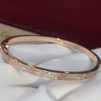 Womens bracelet gold torque bangle Double row diamond luxury jewelry width 5MM hidden inlay process High fade resistant bracelets designer for women Schmuck
