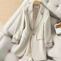 BGG689 damespakken Blazers Tide Brand hoogwaardige retro modeontwerper Pure Color Series Pak Jacket Een korrel slanke plus size dameskleding