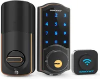 WiFi Door Lock SMONET Remote Control Smart Deadbolt Digital Electronic Keyless Entry Locks Bluetooth Touchscreen Work with Alexa2197544