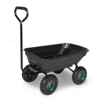 Garden supplies 4 Wheel Dump Cart Heavy Duty Outdoor Wagon with 9&#039;&#039; Pneumatic Rubber Tires Convenient tool car Capacity 660lbs