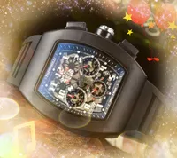 Chronomètre à trois yeux populaires Full Functional Watchs Japan Quartz Movement Chronograph Red Bglack Blue White Rubber Belt Mens Mens Watch Casual Watch