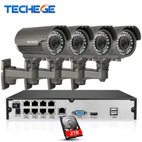 8ch 1080p Beveiligingscamera POE NVR Systeem 2 8-12mm Mandmatig lens 1080p IP Waterdicht P2P Surveillance CCTV-systeem Kits288R