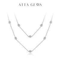 Chokers Attagems Pure 925 Silver Necklace Chain Round Cut 3 5mm D Color White for Women Elegant Fine Jewelry Pass Test 221231