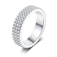 Cluster Rings 925 Sterling Silver Female Luxury Big Ring Finger White Zircon Excellent Light Circle For Women Girl Jewelry