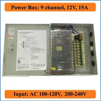 9 Port DC12V 15A CCTV Camera Power Box Switching Power Suply BOX for Security IP Camera 9CH channel AC 100-240V to DC 12V Output252Q