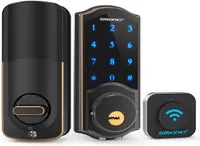 WiFi Door Lock SMONET Remote Control Smart Deadbolt Digital Electronic Keyless Entry Locks Bluetooth Touchscreen Work with Alexa8951077
