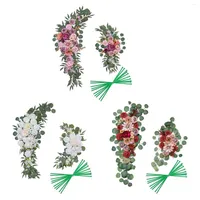 Decorative Flowers Wedding Arch Fake Flower Floral Swag Backdrop Handmade Artificial For Front Door Party Decor