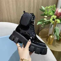 2023 Tasarımcı Paiars Kadın ayak bileği Martin Boots Avustralya Fırçalanmış Rois Deri Naylon Çıkarılabilir Monolit Siyah Lady Topuklu Boyut 35 -41