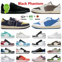 موكا عكسي 1S Jumpman 1 Low Basketball Shoes Black Phantom Chominage UNC Triple White Court Purple Toe Toe Shadow Mystic Navy Panda Sports