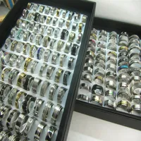 Whole 50 Pcs Mix Lot Stainless Steel Rings Fashion Jewelry Party Weeding Ring Random Style296W