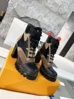 Luxury Women Leather Laureate Platform Desert Boot Martin Boots Star Trail Lace-up Ankle Winter Booties High Heels with Box