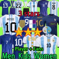 3 Stars Player Fans version Argentina Soccer Jersey 22 23 Hem Away 1986 Fotbollströjor 2022 Messis de Paul Di Maria National Team Maradona Men Women Kid Kit Uniforms