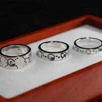 2022 Latest Factory Whole 925 Silver Ghost Skull Ring elf men and women couple ring Tanabata gift206D