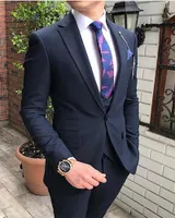 Men's Suits 2022 Arrival Custom Made Slim Fit Blazer Black Men For Wedding Notched Lapel Groom Wear 3Pc Jacket Vest Pants Clothes