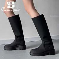 Boots RIZABINA Size 34-40 Women Knee Boots 2023 Winter Warm Fashion Platform Heels Shoes Woman Warm Fur Long Boot Office Lady Footwear T221028
