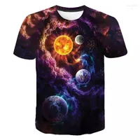 Heren t shirts zomerruimte Galaxy Planet Universe 3D geprinte t-shirt heren dames kinderen sky star round nek streetwear mode mannen shirt