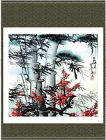 Chinese bamboe schilderij zijden stof klassiek decor hangende scroll art l100 x w 35cm 1 stcs 5852184