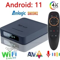 Inne części telewizyjne S96 Mate Smart Box Android 11 Amlogic S905W2 24G 5G WiFi BT50 3D 4K Voice HD Media Player 32G 4GB 221031