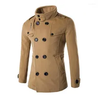 Heren Jackets Fashion Men Winter Wool Coat 2022 Casual merk Solid kleur Mengsels Wollen erwten Mannelijke geul overjas