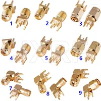 Lighting Accessories 10Pcs SMA Female Jack Male Plug Adapter Solder Edge PCB Straight Right Angle Mount RF Copper Connector Socket