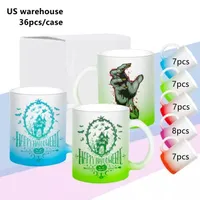 US Warehouse 11oz sublimation Frosted Gradient Glass Mugs Thermal Transfer Blank Glass Tumbler With Handle DIY Coffee Water Bottle B5